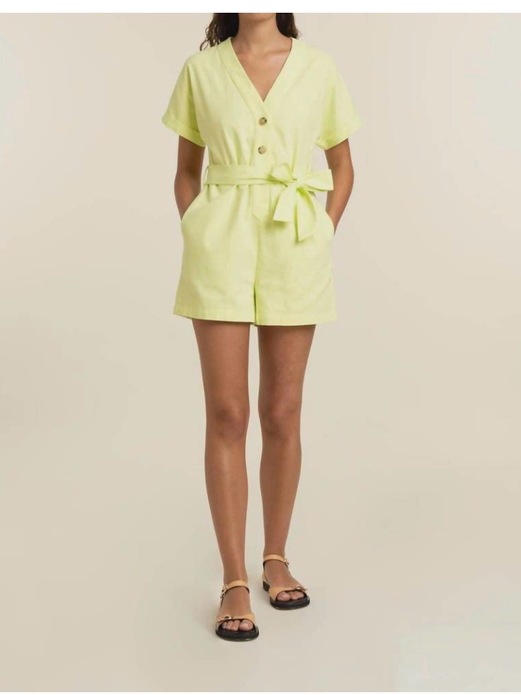 Frnch Lika Woven Romper In Lime